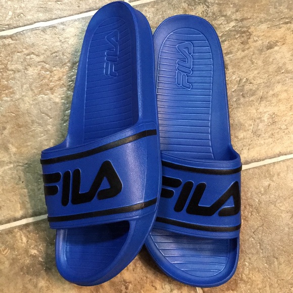 blue fila slides